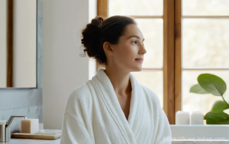 제로웨이스트 화장품 트렌드 - **Prompt for "The Serenity of Solid Beauty"**:
"A serene and minimalist French bathroom, bathed ...