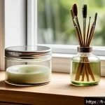 Home 20 제로웨이스트 화장품의 인기 제품 리뷰 - A serene, eco-friendly bathroom scene featuring reusable glass and metal containers for skincare pro...